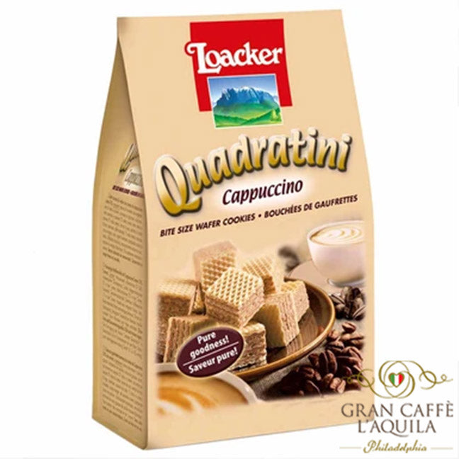 QUADRATINI CAPPUCCINO - LOACKER - BITE SIZE WAFER COOKIES  (8.82oz)
