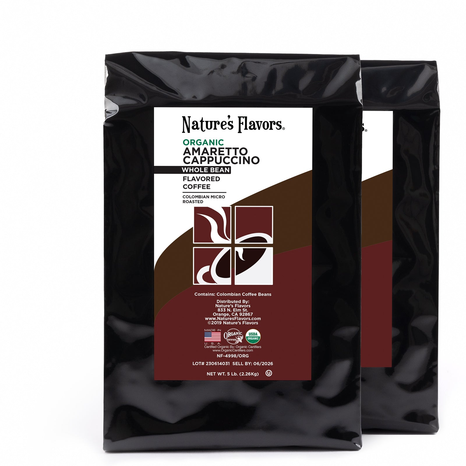 Organic Amaretto Cappuccino Flavored Coffee Beans