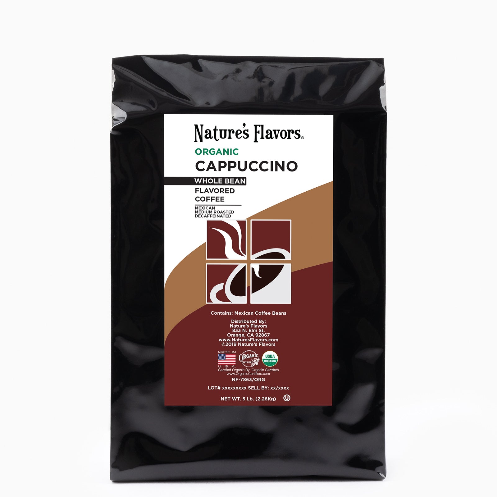 Organic Decaf Cappuccino Flavored Coffee Beans